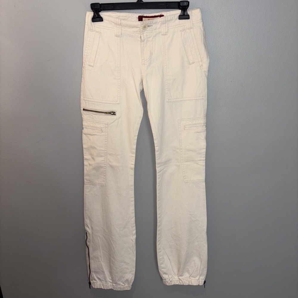Hollister Y2K White Utility Cargo Pants Low Rise Ankle Zip Size 1